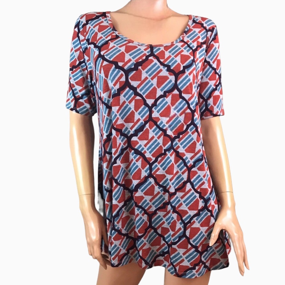 LuLaRoe Perfect Tee Orange Gray T-Shirt Tunic Size XXS